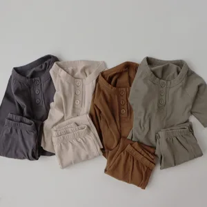 Korean Style Cotton Bottoming Pajamas for Kids Girls' Close-Fitting Long Suits for Autumn Men Women's Home Clothes-Autumn Winter