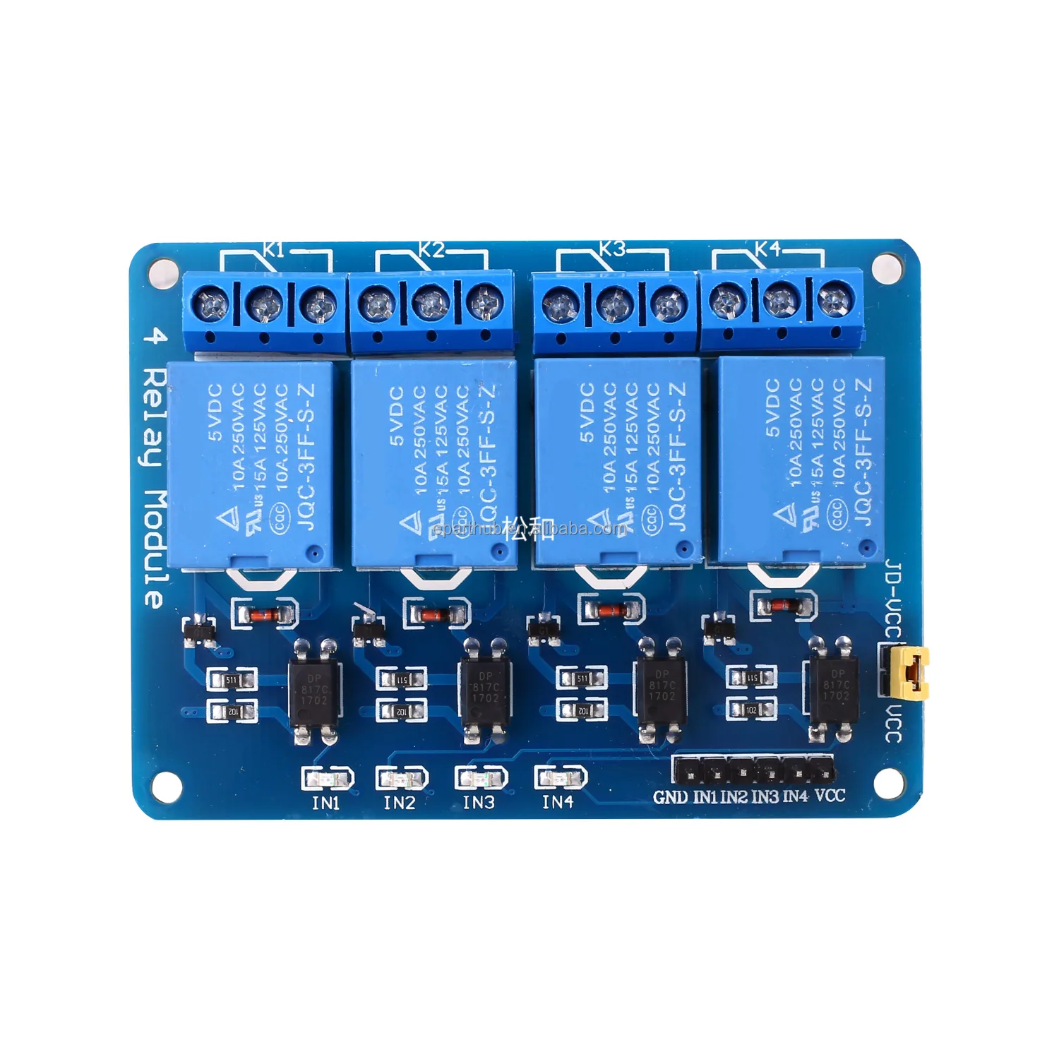 eParthub With optocoupler 4-way relay module, relay control board with ...