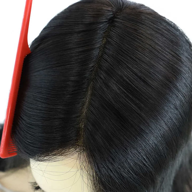 Stock 16inch Monofilament Full Head Women Prosthesis Wig Polyskin