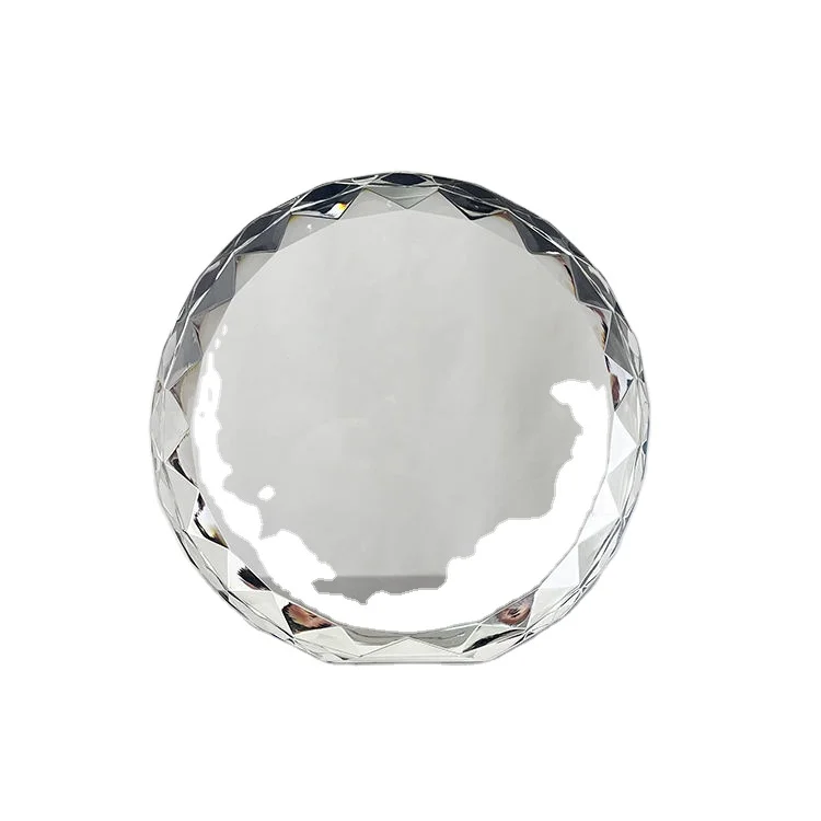 Small Bridge Custom Blank Circle Shape Crystal Glass Awards Wholesale High Quality Creative UV Print Crystal K9 Trophy