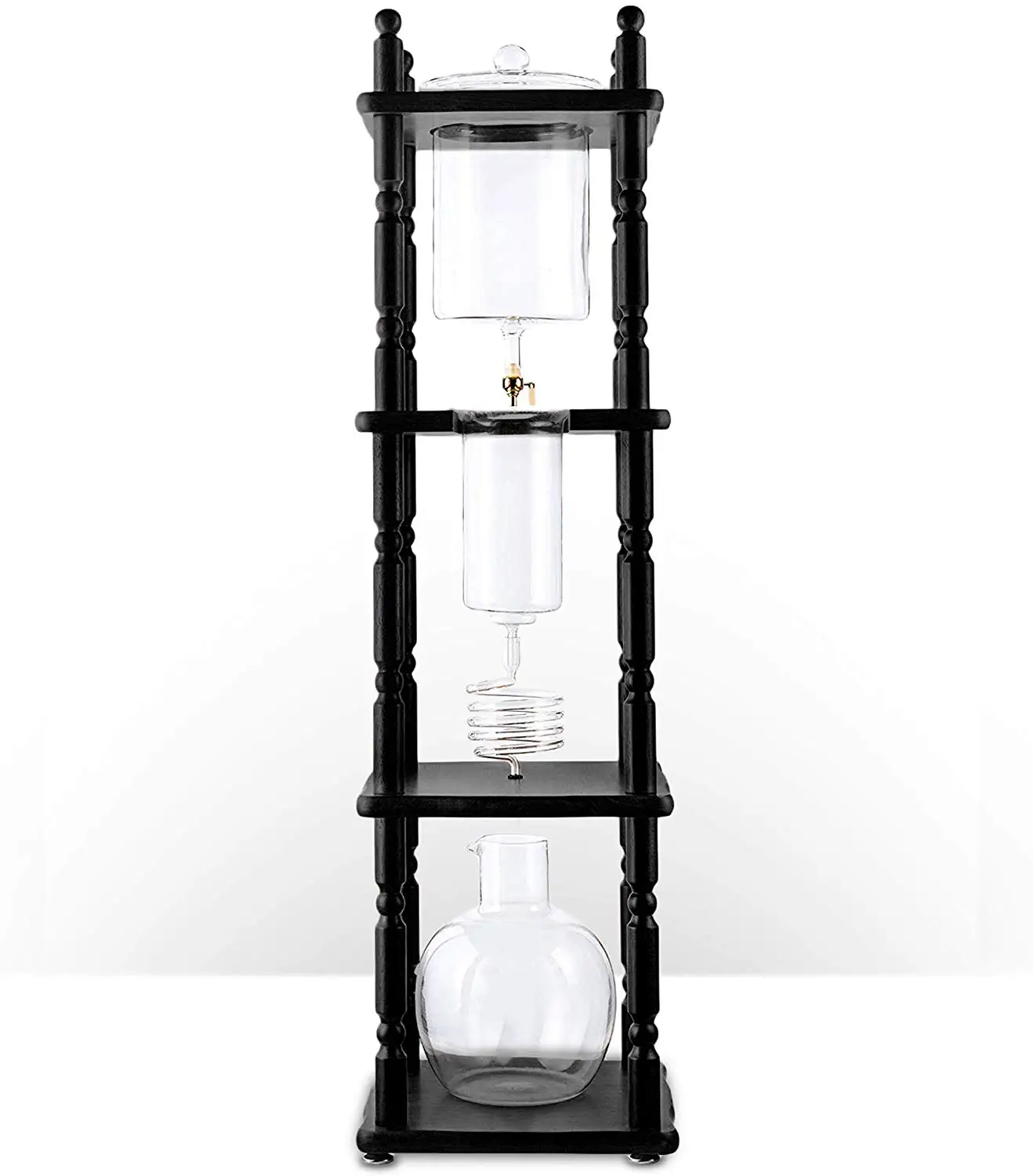 Cold Drip Brew Coffee Maker with Tower Wood Base Stand Color Optional