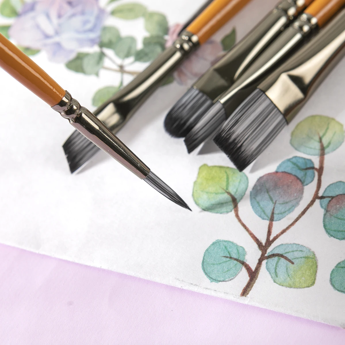 Прямая поставка с фабрики деревянная ручка нейлоновый набор кистей для акриловой масляной живописи