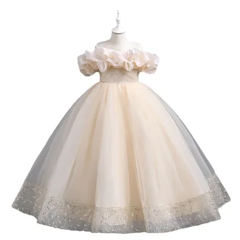 Girl Princess Dress Evening Dress Baby Sleeveless puff dress Piano Banquet Performance clothes Long Children's skirt Winter