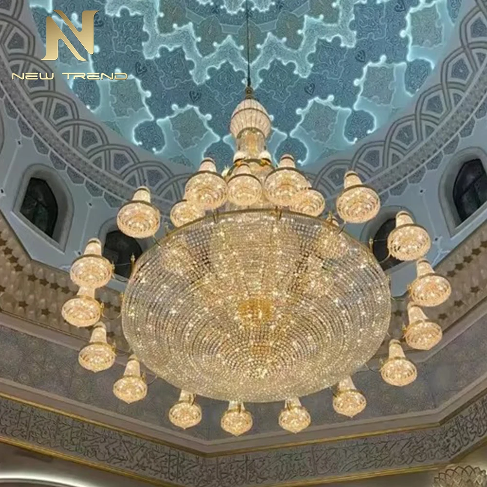 cpl-006 Grand Bespoke Crystal Mosque Chandelier – Oversized Islamic LED Lighting for Palace & Prayer Hall