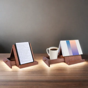Menkxi Wooden Triangle Book Stand – 7x7x6 Inch, Dual Drawer Book Holder & Decor - View #8
