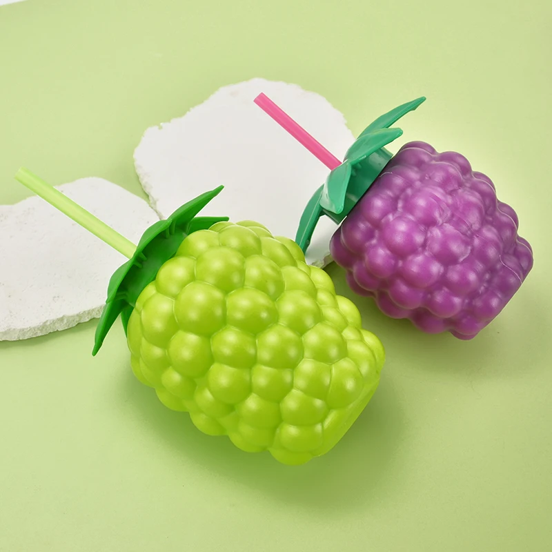 800ml HDPE Plastic Grape Shape Disposable Drink Cup Juice Cold Drink Custom Colour with Straw Lid