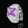 open size Ice Flower cut purple diamond ring