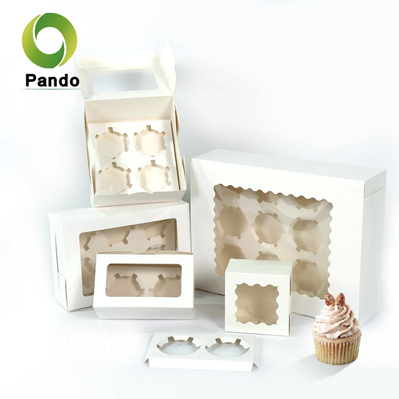 Custom Logo Printing Bakery Pastry Muffin Custom Packaging  12 hole Cupcake Box With Insert