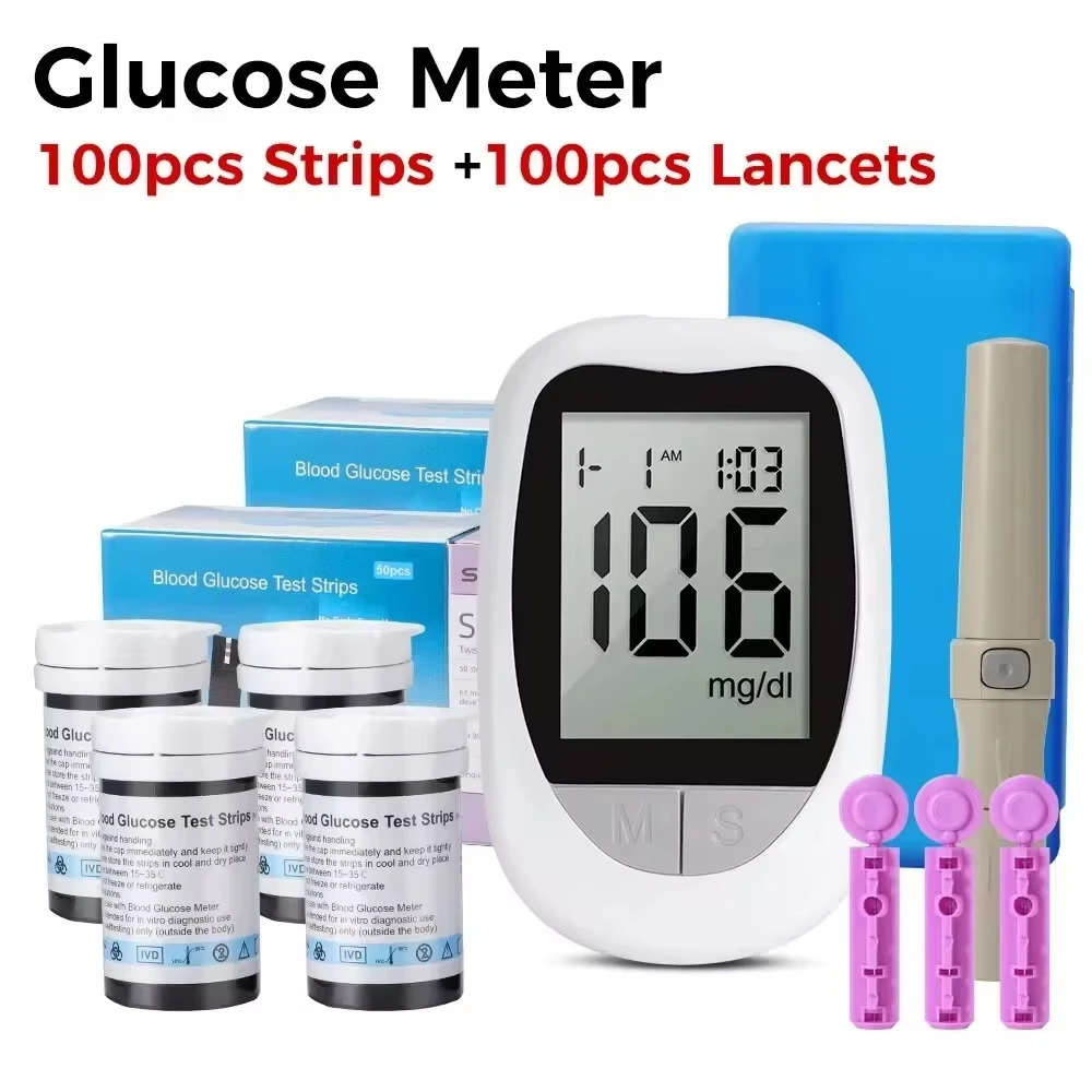Portable Blood Glucose Analyzer - User-Friendly with Digital Display & Strips for Easy Blood Sugar Monitoring