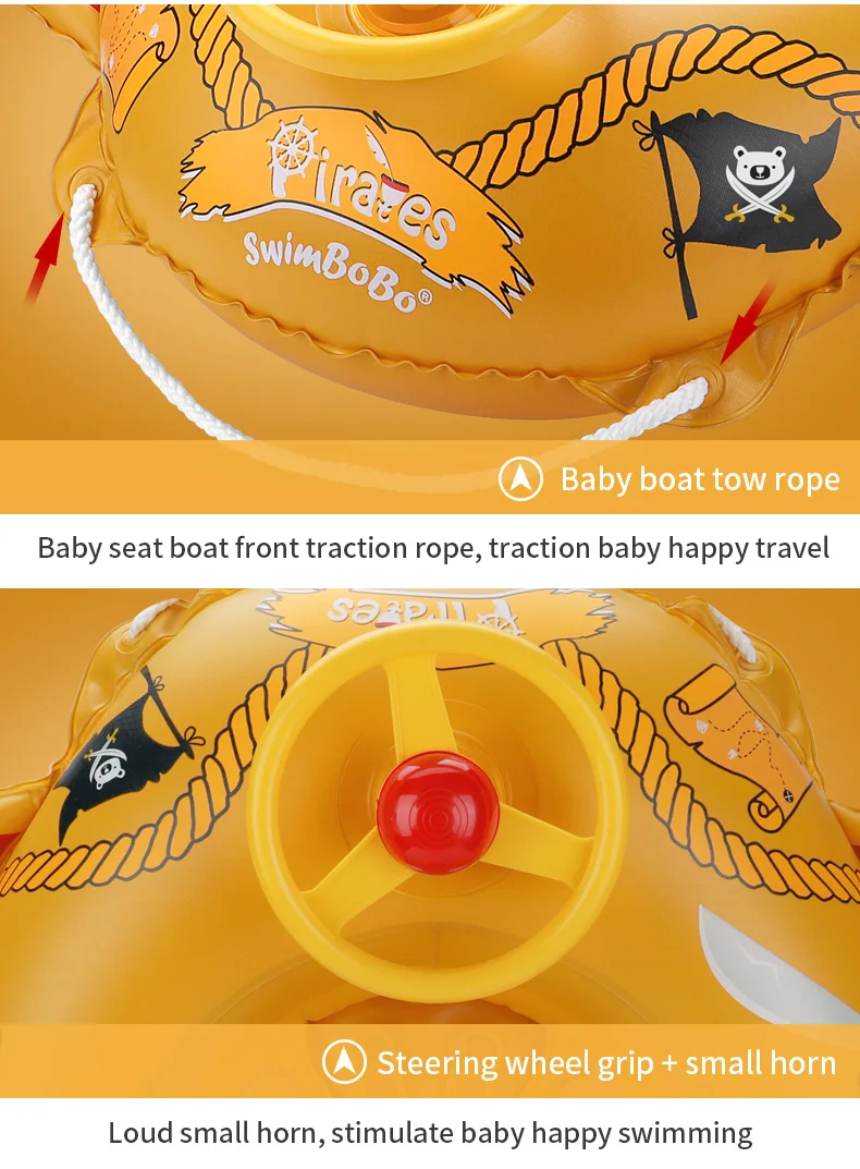 Swimbobo New Summer Indoor Outdoor Pirate Version Children Inflatable Floating Water Toy Baby Swimming Ring Kids Seat Float