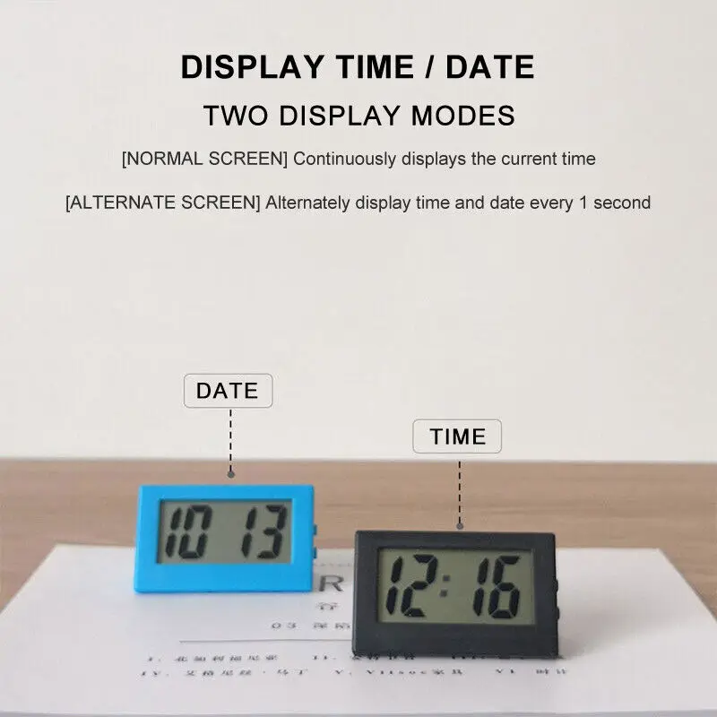 Mini Lcd Digital Clock Bedroom Small Electronic Watch Portable Table Student Exam Mute Desktop Clock
