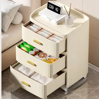 Competitive Price Home Storage Organizer Cream Stackable Bedside Cabinet