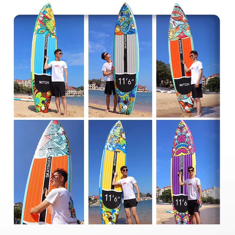 Skatinger Inflatable SUP Paddle Board EVA and PVC Material Nice Price Stand-Up Sap Surfing Board with Pump and Bag Accessory