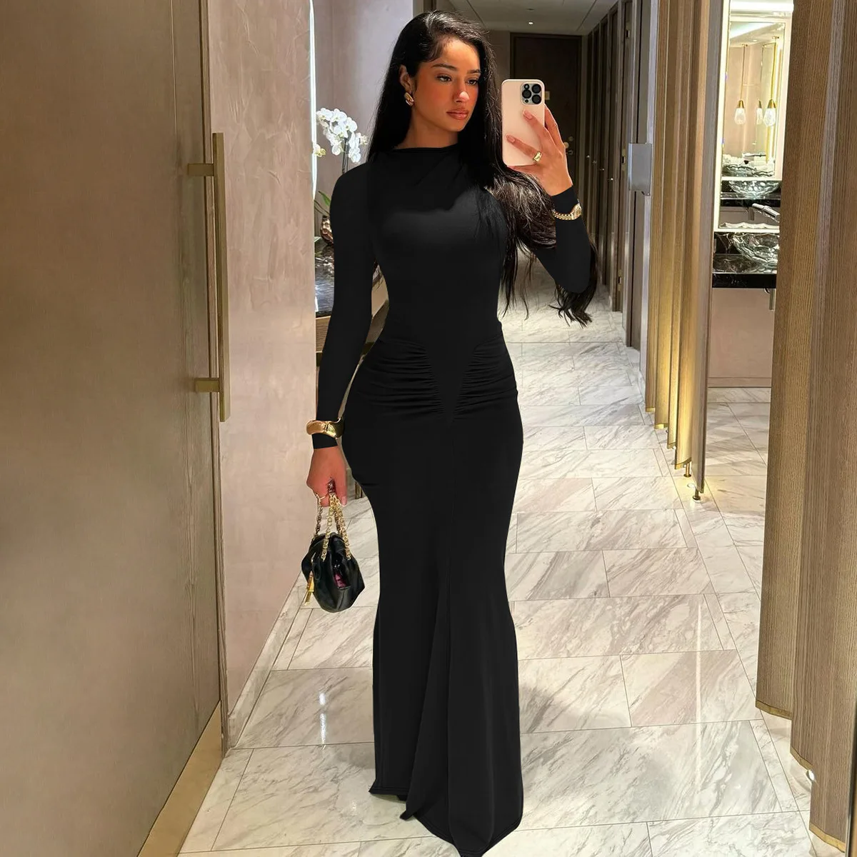 MD4616712A Summer Women's New Dress Fashion Elegant Slim Pleated Round Neck Long Sleeve Maxi Dress Women's Clothes| Alibaba.com MD4616712A Summer Women's New Dress Fashion Elegant Slim Pleated Round Neck Long Sleeve Maxi Dress Women's Clothes| Alibaba.com