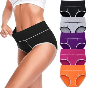 High Cut Comfortable Cotton Plus Size Elastic Panties Briefs Underwear Seamless Briefs for Women