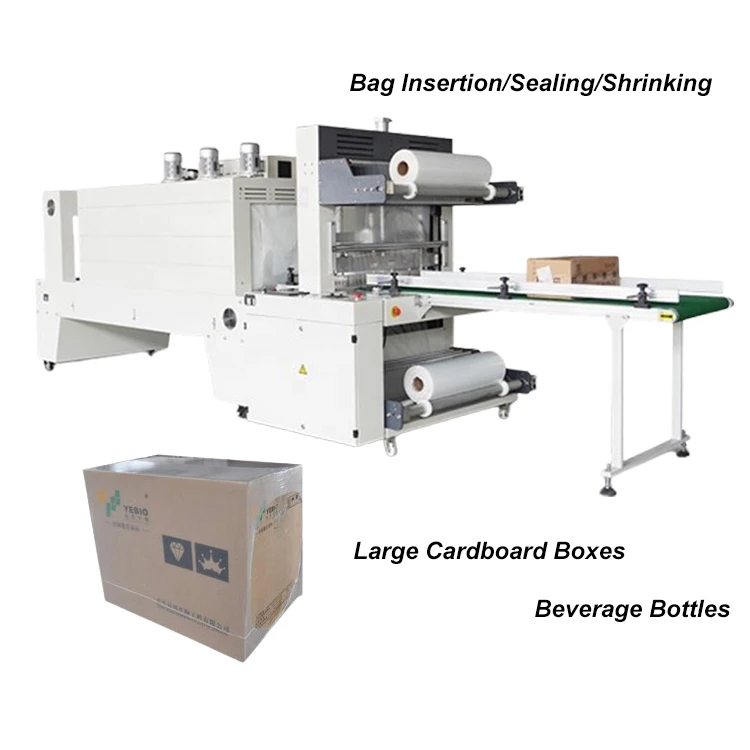 Automatic Shrink Tunnel Wrapping Packing Machine for Tires Shrink Wrap Bags Pouches Foil Paper Films Cases Apparel Chemical
