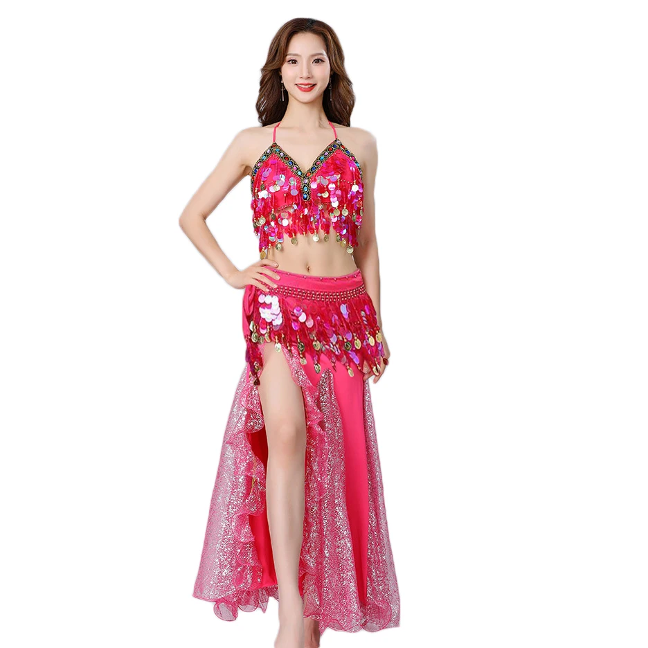 Newest Sexy Sleeveless Top With Sexy Skirt Complete Set For Belly Dance