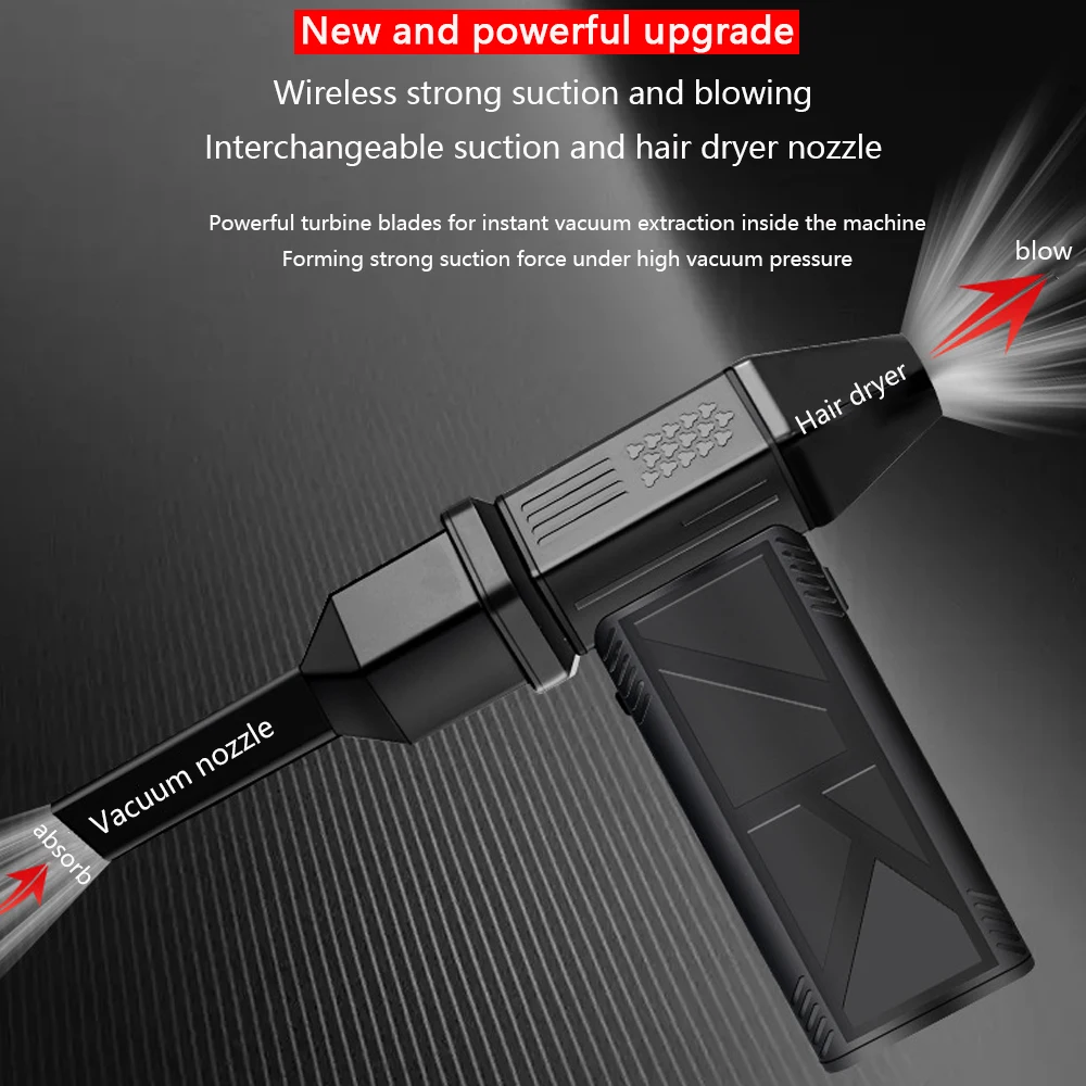 130000RPM Portable Fan Air Blower Violent Fan Vacuum Cleaner 6000kPa Suction 2000mAh Battery House Cleaning Outdoor - view 5