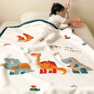 Warm Cream Faux Mink ReversibleFlannel Fleece Throw Blanket Winter Warm 50"x60"