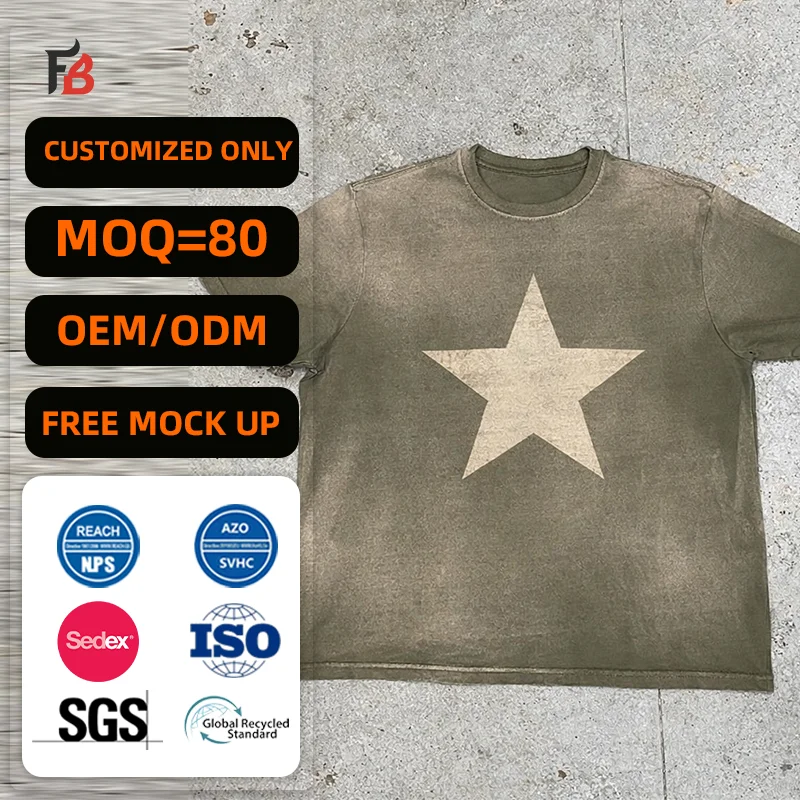 Manufacture Custom Vintage Blank Cotton Oversized Boxy Acid Wash Cropped t Shirt Men