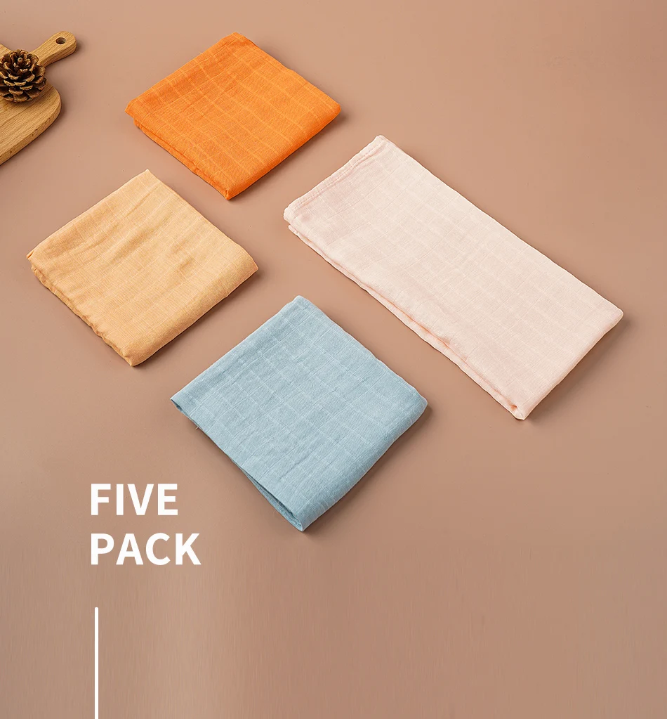 Happy Flute 5piece Pack Muslin Blanket Swaddle Soft Blanket Bamboo