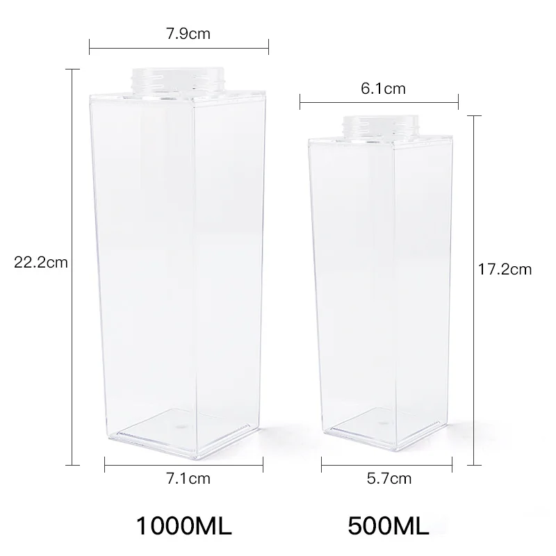Tariff Reduction 90-day Window 500ml BPA Free Transparent Custom Portable Sports Square Milk Carton Plastic Water Bottles