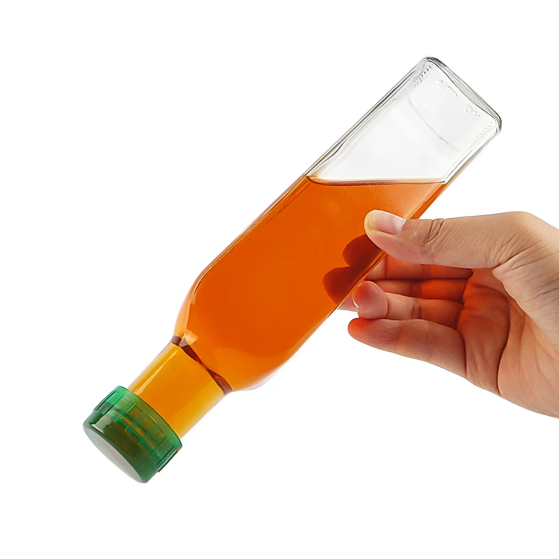 100ml-1000ml Square Clear Glass Olive Oil Bottle with Aluminum Caps or Plastic Cap