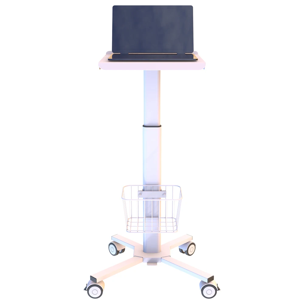Medical Mobile Gas Spring Workstation Cart  Height Adjustment Medical Emergency Trolley for Sale Hospital Tablet Laptop Stand