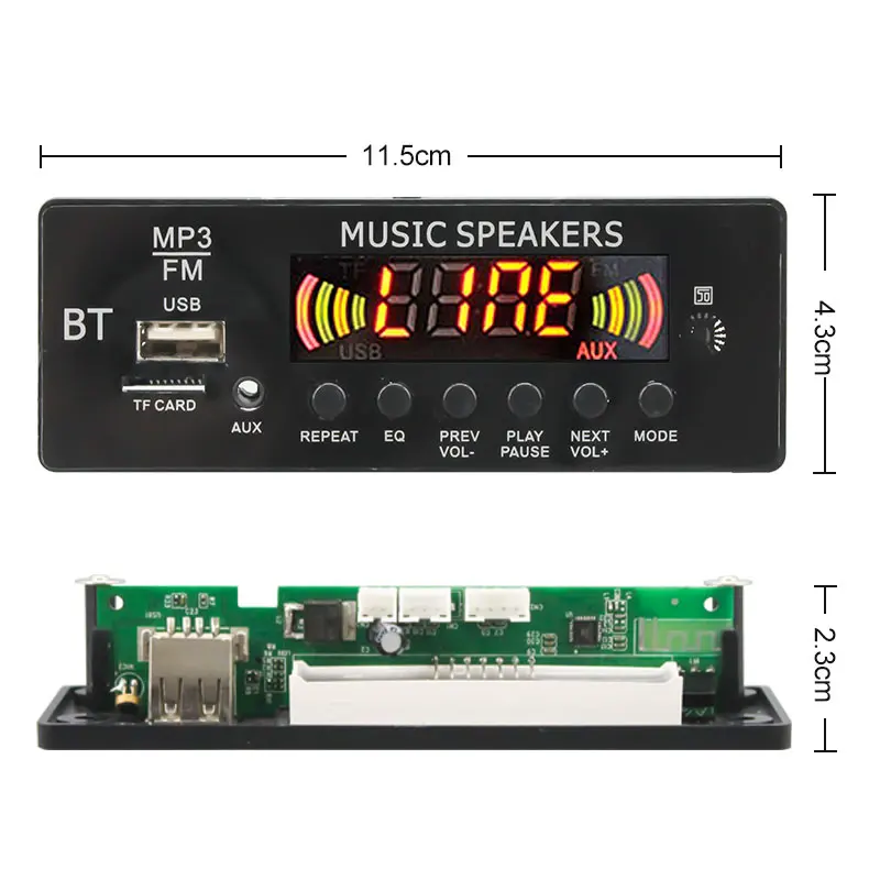VIRE Custom Made Flash LED Spectrum Display Bluetooth Mp3 Decoder Board Usb Mp3 Player Module