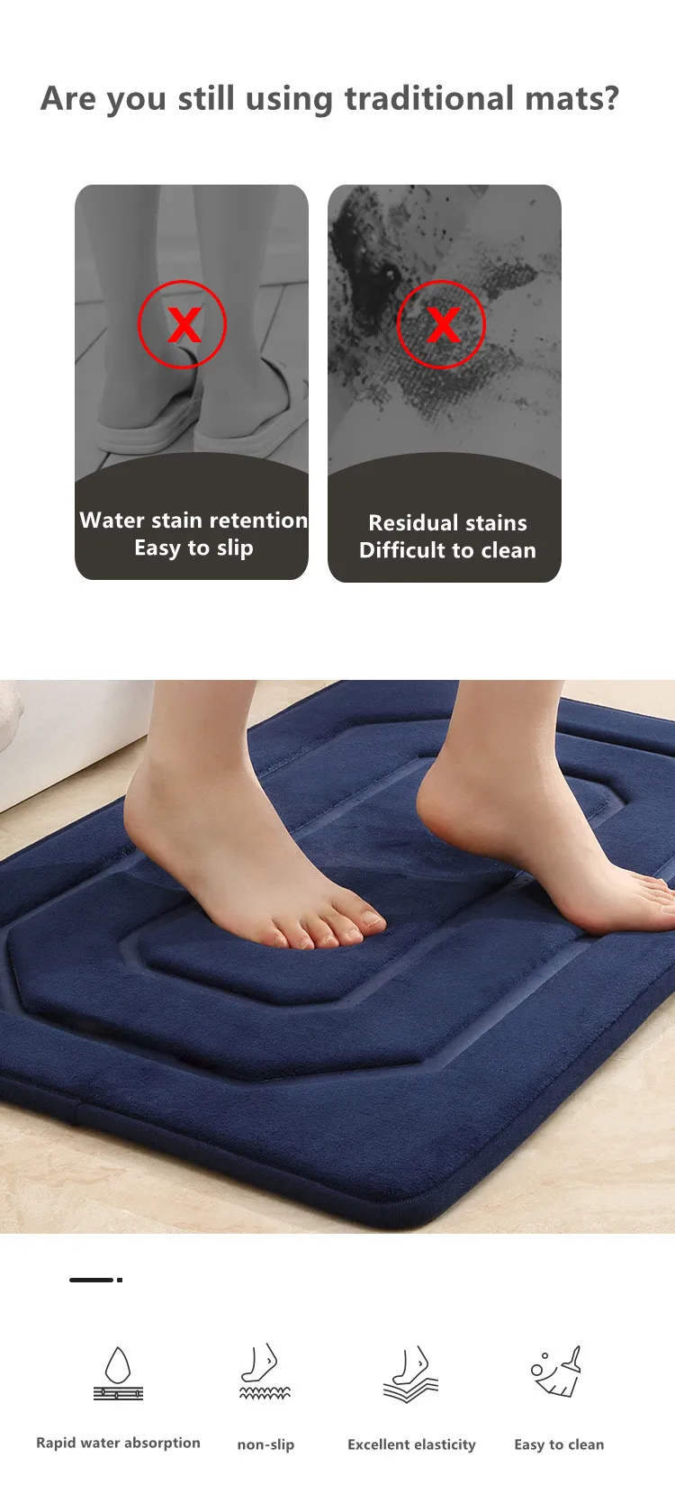 Thickened Memory Cotton Luxury Style Non-Slip Bath & Home Mat Environmental Protection Bedroom & Living Room Pad manufacture