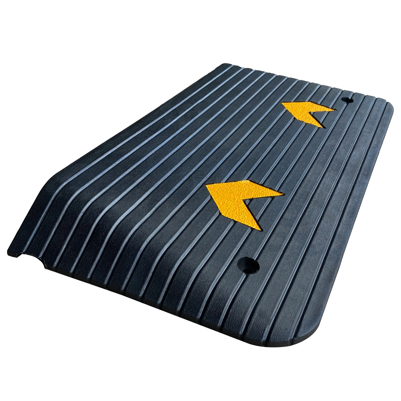 Yellow and Black Portable Curb Ramps with Reflective Surface Regular Shoulder Threshold Ramps Rubber Base Material details