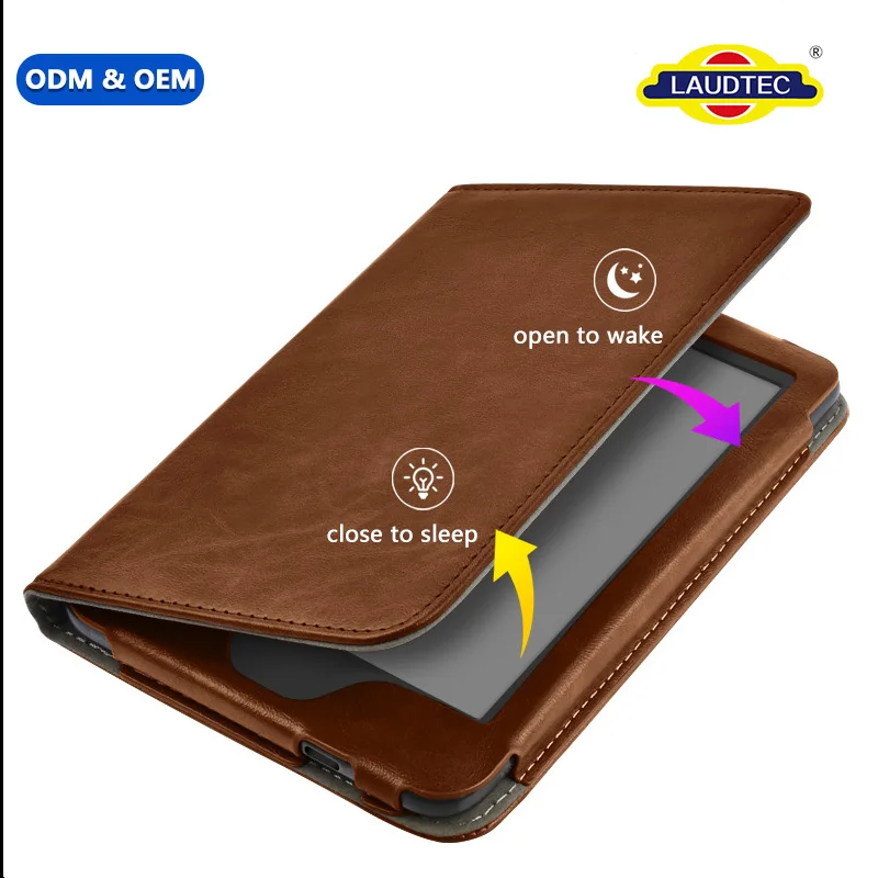 Étui de protection pour liseuse Kobo Clara Color 2E et BW de 6 pouces — housse en similicuir vintage avec fermeture magnétique pour mise en veille/réveil, sangle tenue main et support repliable