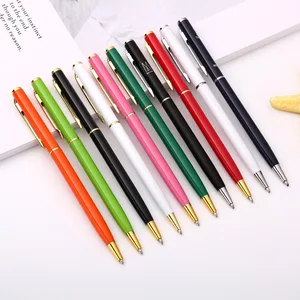 Popular Hotel Custom Brand Promotion Pen High Quality Slim Thin Metal Ballpoint Pen