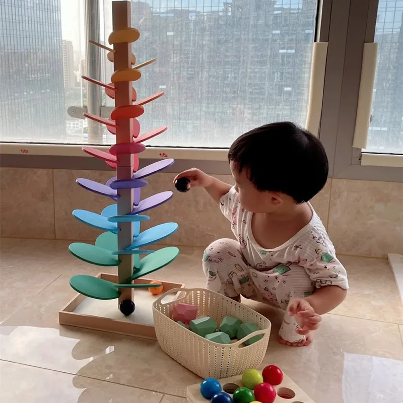 Rainbow Music Tree Game Color Cognition Visual Tracking Skills Toy Early Education Assembly wooden Toy