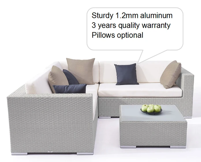 Luxury China Beach Aluminum Wicker Sectional Conversation Set Patio