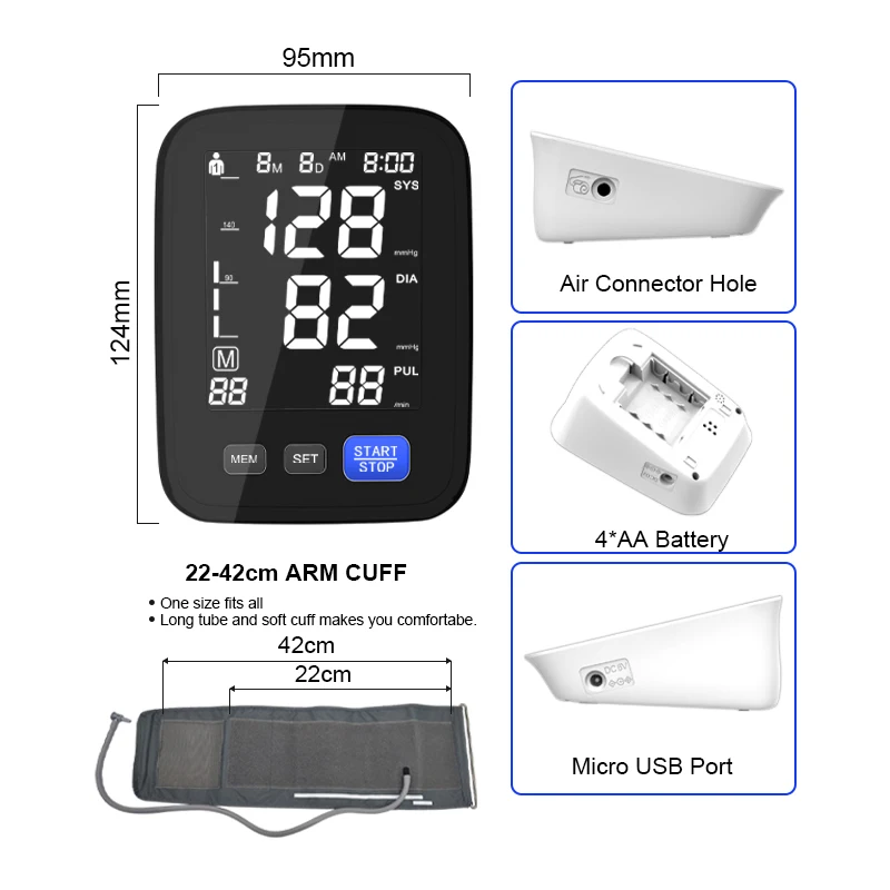 Factory Directly New U80Y  Medical High Quality Automatic Blood Pressure Monitor BP Machine Sphygmomanometer Arm Bp Monitor