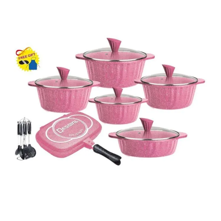 Pink Ceramic Nonstick 15-Piece Cookware Set Pots and Pans - AliExpress