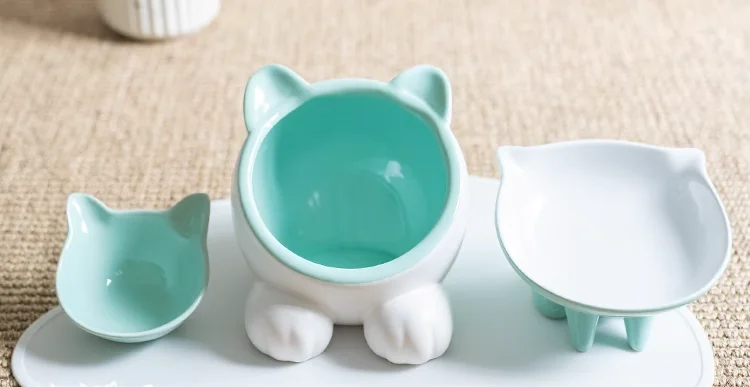 Wholesale Best Seller Eco-Friendly Cat Bowl Chubby Cute Pet Food Water Bowl Raised Design for Cats manufacture