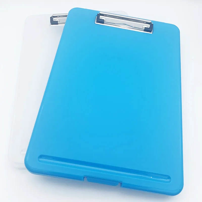 Customized logo Multifunction A4 Plastic PP Storage Clipboard box with pen holder