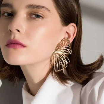 2022 Hot Sale Simple Personality Korean Earrings Women's Long Hollow Butterfly Wing Stud Earrings