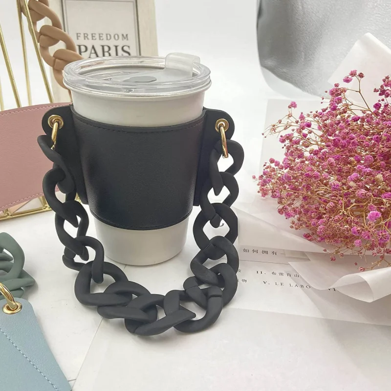 Leather Coffee Cup Holder Strap  Coffee Cup Sleeve Holder - Water