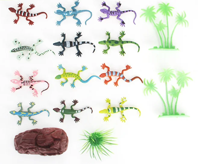 12 Piece Mini Rubber Lizard Set - Stretchy TPR Toys for Stress Relief ...