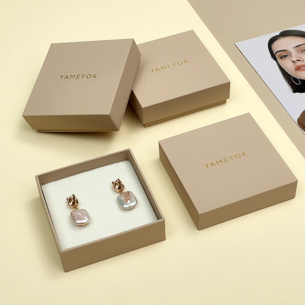 Luxury Custom Logo Black Paper Jewelry Packaging Box for Earrings Rings  Bracelet Pendant Gift with Suede Microfiber Jewelry Bags