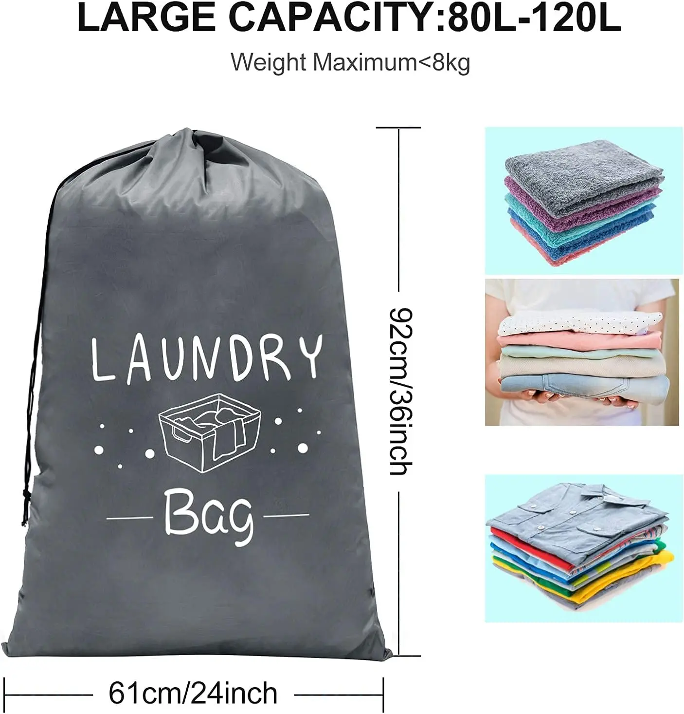 Drawstring Laundry Bag With Strap Heavy Duty Laundry Bags For Dirty Clothes Laundry Hamper Liner