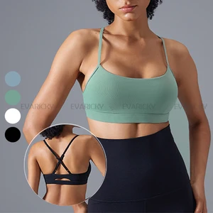 Women's Simple Style Breathable Fitness Crop Top Yoga & Running Sports Bra with Removable Pads