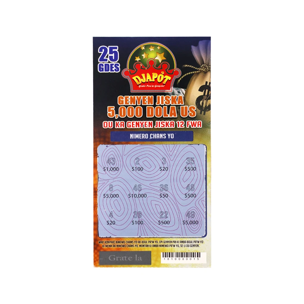 Заводская цена вознаграждение выигрышные карты обычные лотерейные билеты с