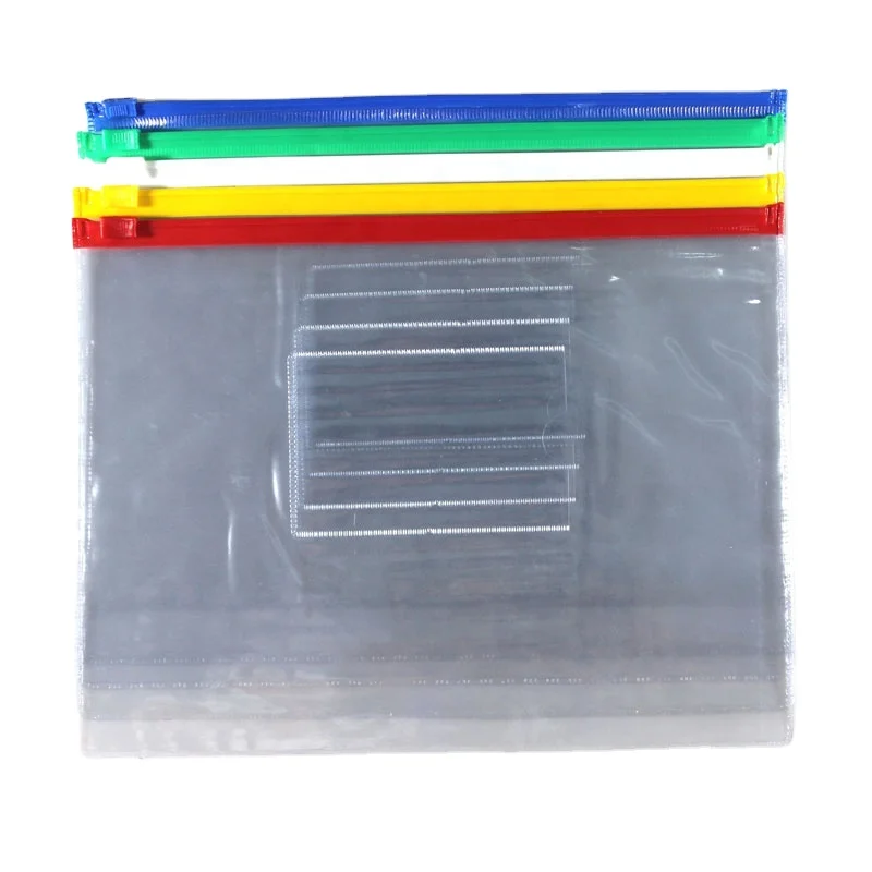 School Poly Zip Envelopes in Clear A4 A5 A6 Sizes PVC Label Pocket Plastic Zipper PP Document Bags Folder Holder Box Patterns