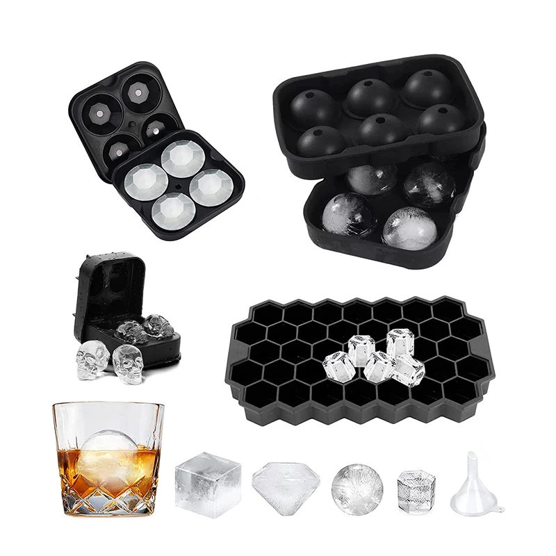 1pc Large 4.5cm Round Ice Cube Mold With Lid, 6 Holes Silicone Whiskey Ice  Ball Mold, Ice Cube Tray, Easy Release, For Cocktails And Whiskey