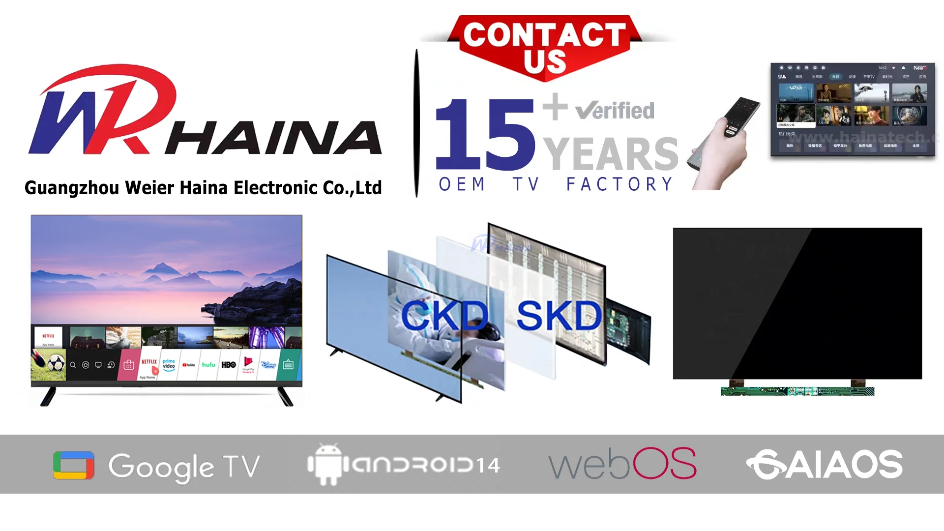 HAINA 32 Inch Smart Led Tv 15 17 19 22 24 32 40 42 43 50 55 65 75 85 98 Inch 4k Led Tv Android Wifi Lcd Flat Panel Smart Led Tv