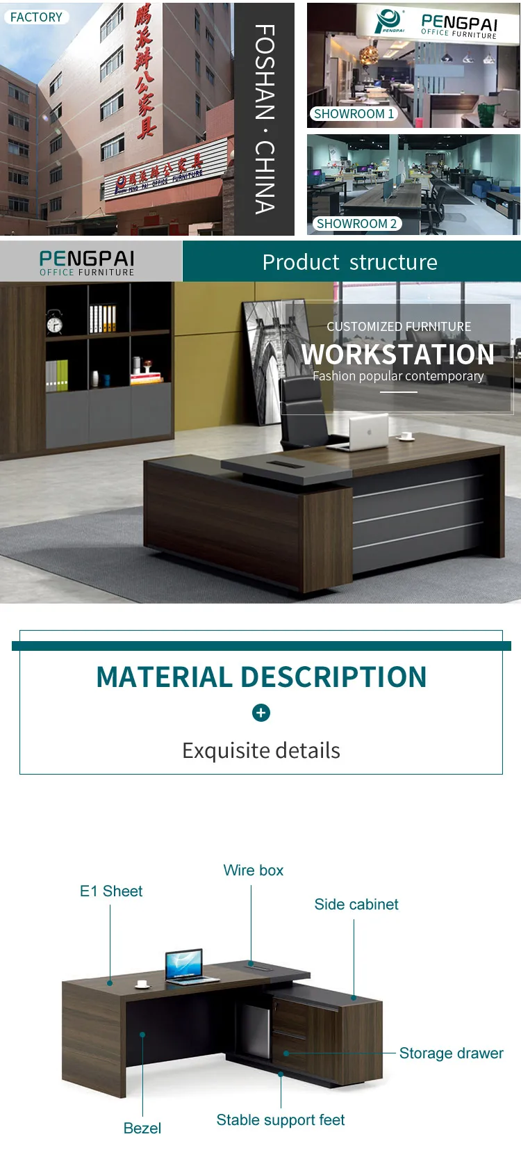 Wholesale mdf office table luxury executive modern office desk L shaped office furniture table